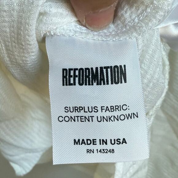 Reformation Womens White Smocked Turtle Neck‎ Long Sleeve Blouse - Picture 9 of 10